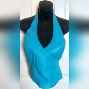 Cache Genuine Leather Turquoise Vest, New Without Tags, Womens, Size S